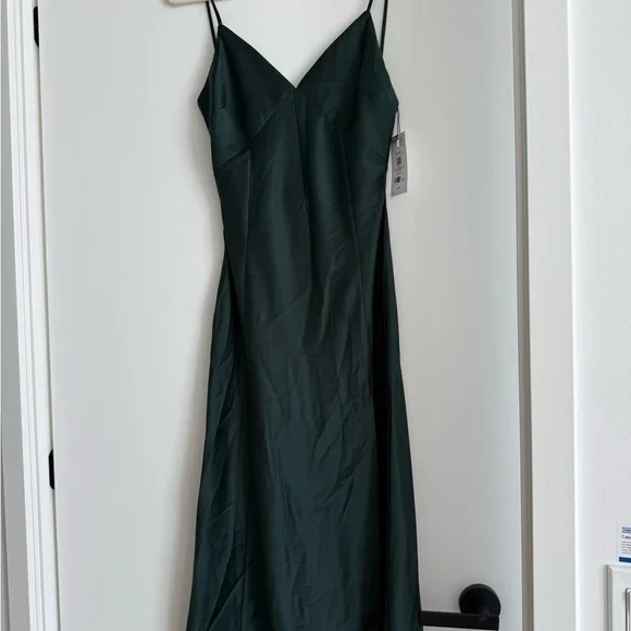 Dynamite Women's Emerald Green Slip Midi Dress with Side Slit - Picture 3 of 5